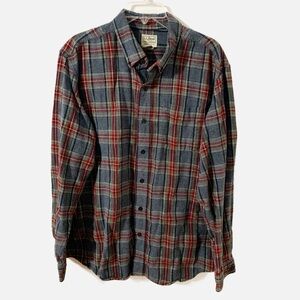L. L. Bean Traditional Fit Long Sleeve Plaid Flannel Shirt Button Front Collar